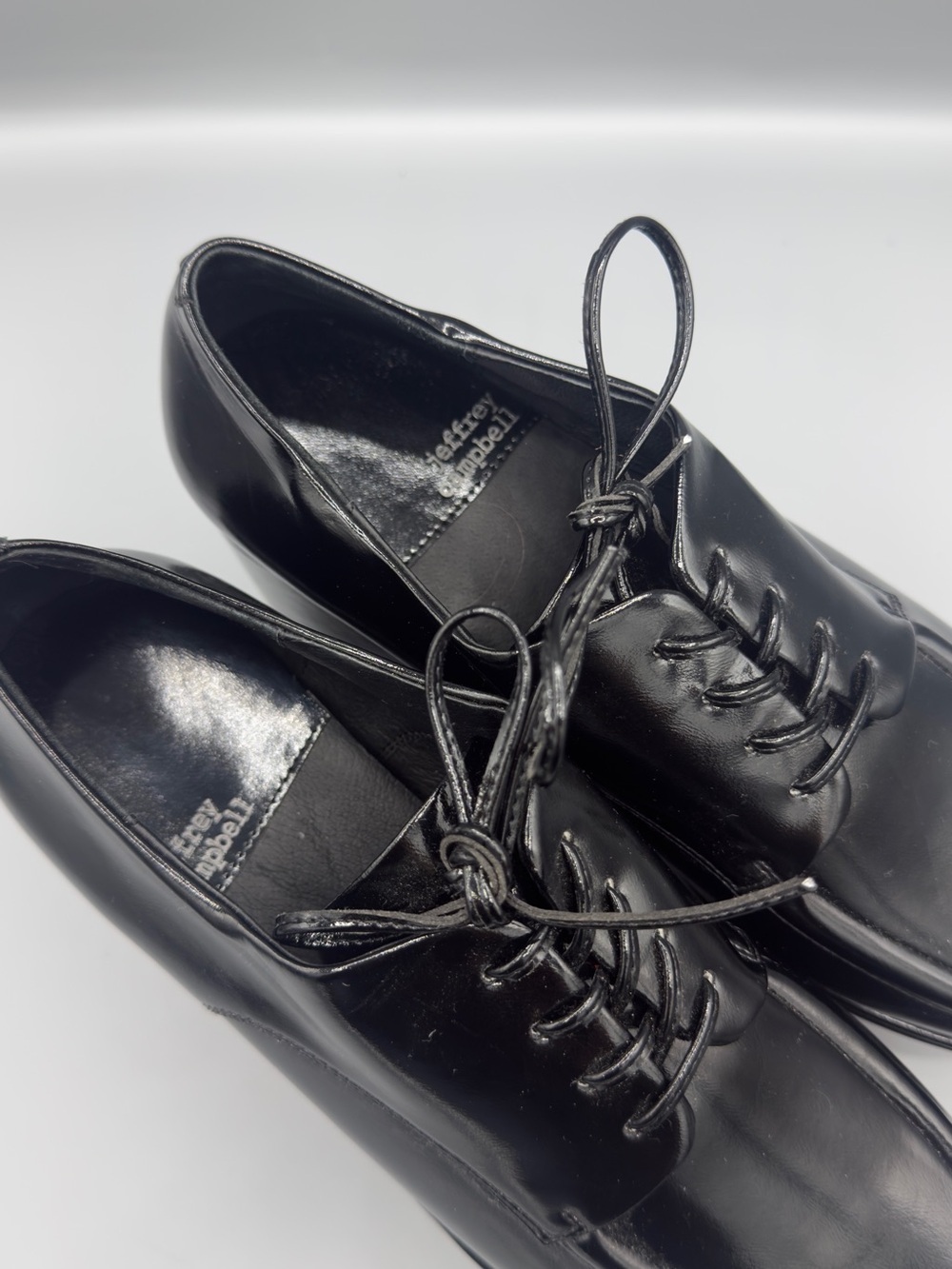 Jeffrey Campbell 🖤 Black Platform Lace-Up Shoes 7.5 - Picture 2 of 6